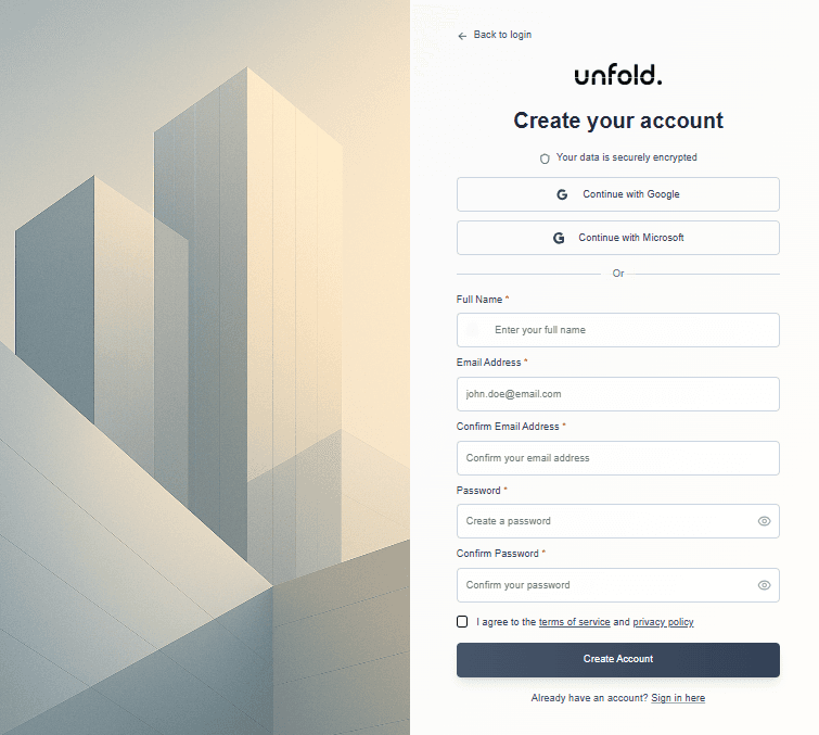 Sign up form